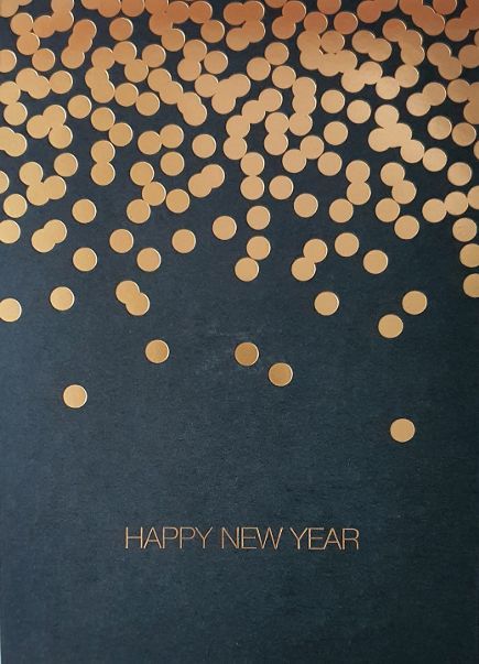 räder BLACK&GOLD Postkarte *Punkte HAPPY NEW YEAR*
