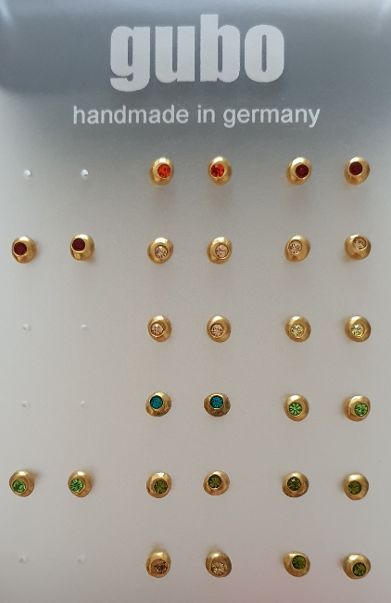 gubo - MADE IN GERMANY - Ohrstecker Swaro mini, matt vergoldet